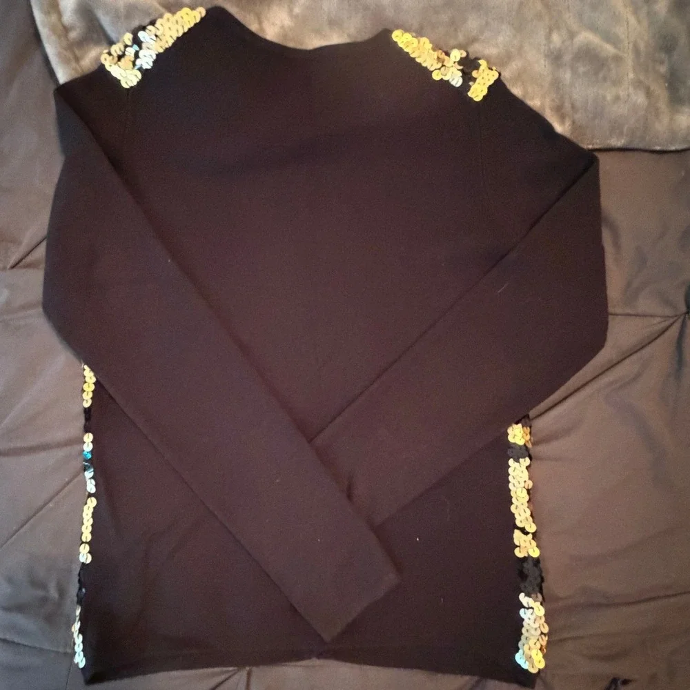 MICHAEL SIMON Sequin Animal Print Cardigan Sweater PS